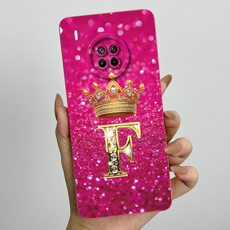 For Huawei Nova 8i Honor 50 Lite Crown Initial Letter Couple Phone Case Nova8i Honor 50Lite Soft Silicone TPU Protective Casing