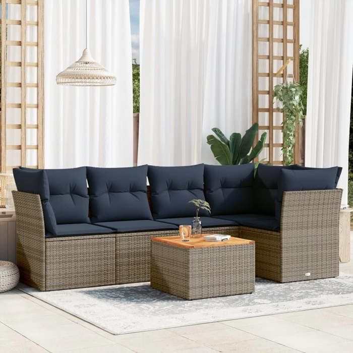 VidaXL Garden Lounge Set with Cushions 6 Pcs, Patio Sofas, Furniture Set, Outdoor Terrace Furniture, Grey 3255963
