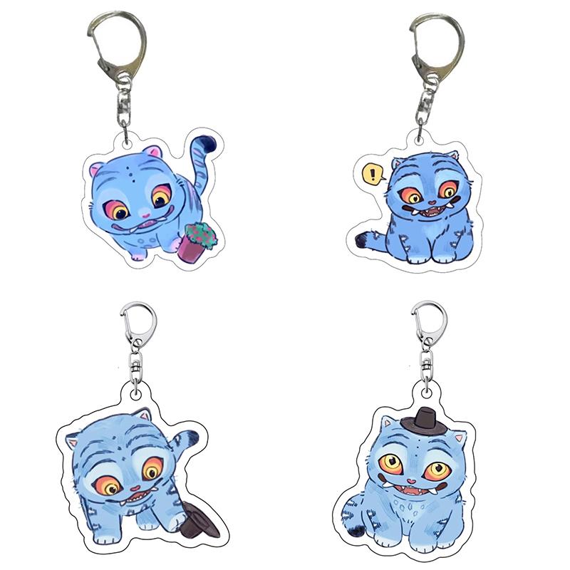 4Pcs/Set  Anime Movie Kpop Demon Hunters Tiger Acrylic Pendant Keyring Jewelry Backpack Decorations Halloween Props Gift