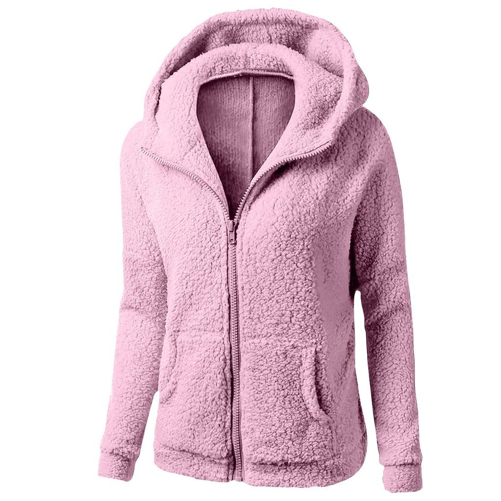 Abrigo de invierno para mujer, sudadera con capucha y cremallera de felpa