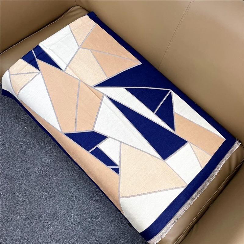 Autumn and Winter Thickened Geometric Color Matching Dual-purpose Shawl Student Scarf Imitation Cashmere Women's Dual-purpose Thermal Scarf