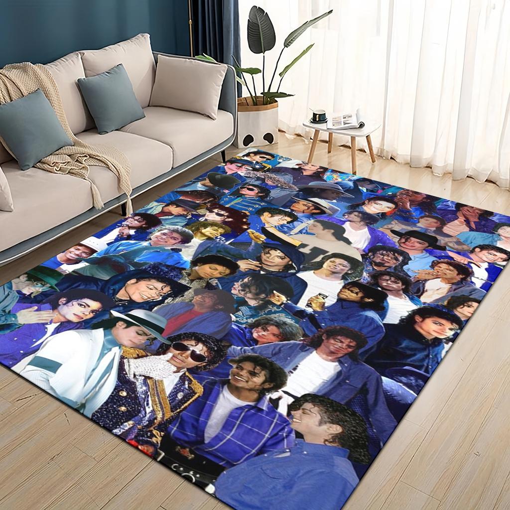Neuer Stil Michael Jackson King of Pop MJ Teppich für Wohnzimmer Schlafzimmer Zuhause Sofa Dekoration, Rutschfeste Bodenmatte für Kinder