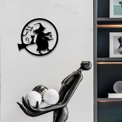 Iron Witch Metal Wall Hanger - Black Halloween Decoration for Front Porch and Home | Spooky and Cheerful Door Decor