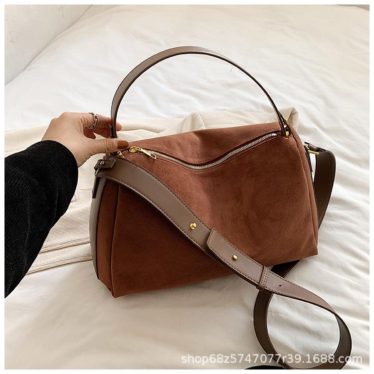 PU Suede Tote Bag Women's 2025 Spring Lazy Style One-shoulder Armpit Bag European and American Retro Commuter Crossbody Bag