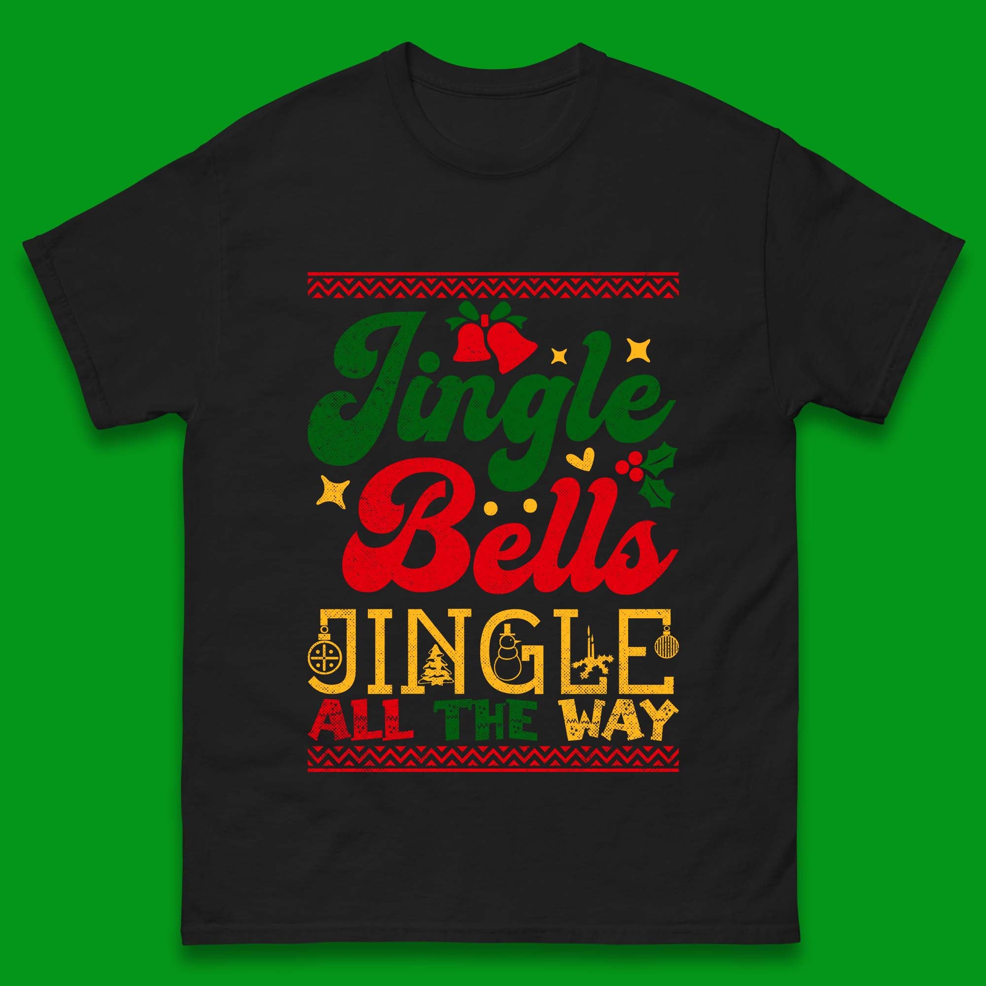 Jingle Bell Jingle All The Way Christmas Mens T Shirt Womens Tops Tees 4XL