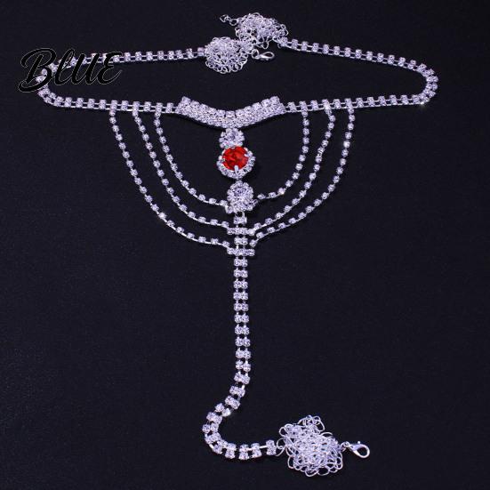Chain Strap Accessory Rhinestone Panty Adjustable Length Brief with Body