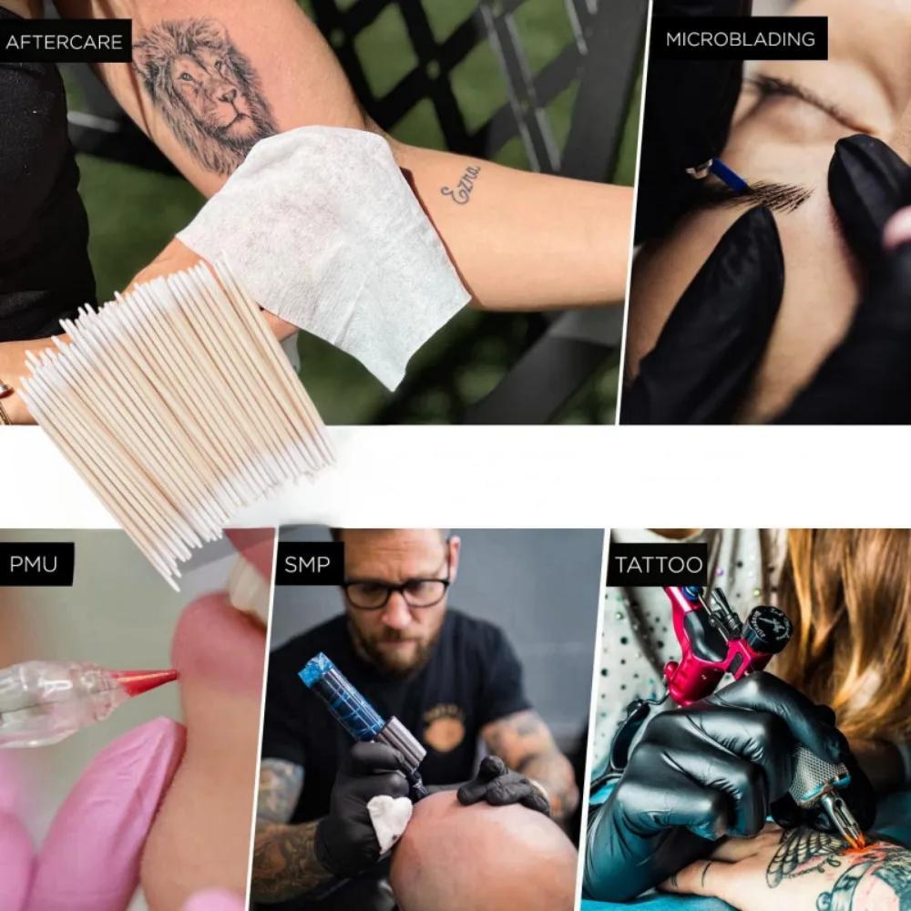 100/300/500/900/1000pcs Double Side Wood Cotton SwabEyelash Sticks  Swabs Nails Ear ToothpicksEye tattooclean,Tattoo accessories