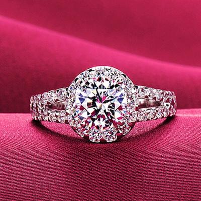 Reines Weißgold, tibetischer Silberring, Solitär-Zirkonstein-Ehering, allergiefrei, Geschenkringe für Frauen
