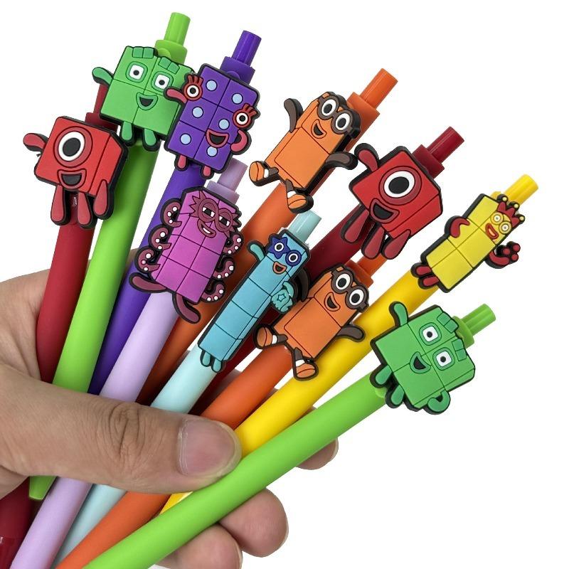 12 Stück Baustein-förmiger Kugelschreiber, Niedlicher Zahlen-Baustein-Stift, mit Schwarzer Tinte, Lustiges Kreatives Schreibwerkzeug, Neuartige Schreibware für Schüler,