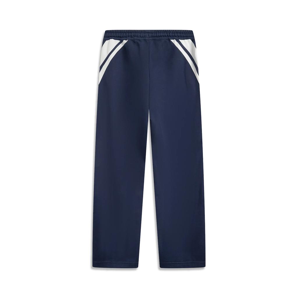 Li Ning Color Block Mid Rise Drawstring Comfortable Breathable Straight Leg Casual Pants Men Bottoms Deep-Navy AYKUA41-3