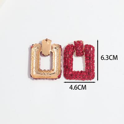 Brincos Pendentes Quadrados de Elo Grande com Cristal para Mulheres Novos Brilhantes Exagerados Statement Brincos Joias para Casamento Festa Presentes