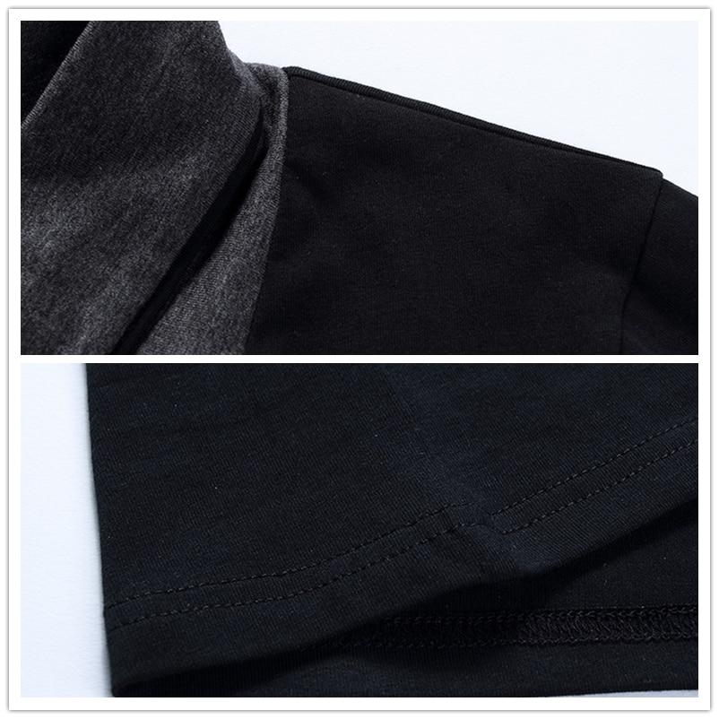 T-shirt da uomo a maniche lunghe slim fit, T-shirt con colletto patchwork, T-shirt da uomo con scollo a V, T-shirt in cotone