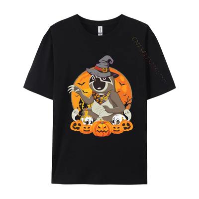 Sloth Lover Scary Pumpkin Skull Tshirts Classic Designer Men Clothing Tops Gothic Cotton Funny Shirt