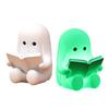Ghost Reading Book Figurine, 3D Printed Cute Mini Sitting Ghost Statue for Halloween Bookshelf, Desk, Indoor Home Decor
