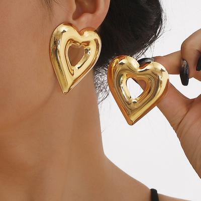 Boucles d'oreilles Puces Goutte d'eau Cœur Mode Européenne Américaine Simples Créatives Quotidiennes Toutes Occasions