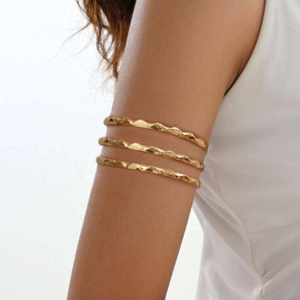 Gold Color Opening Arm Bracelet Metal Arm Bracelet Elegant Armband  Party Occasion
