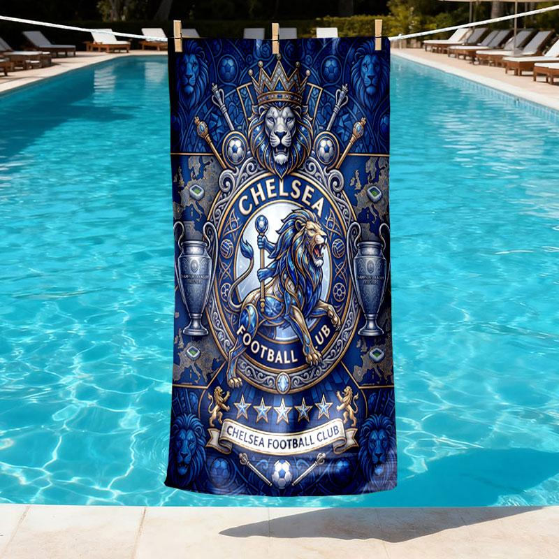 Chelsea FC Print Beach Towel Design, Soft, Lightweight. for Home Bathroom, Spa, Pool, Yoga, Surfing, Camping, Gift for Family, Friend