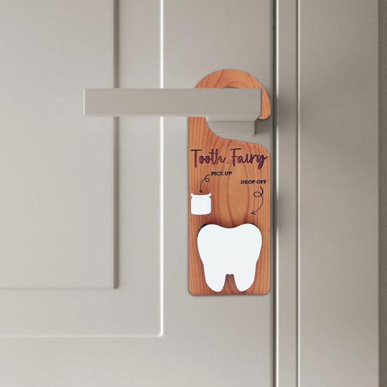 1/2Pcs Wooden Tooth Pattern Door Hanging Decoration Natural Wood Teeth Stand Gate Kid Tooth Loss Milestone Marker