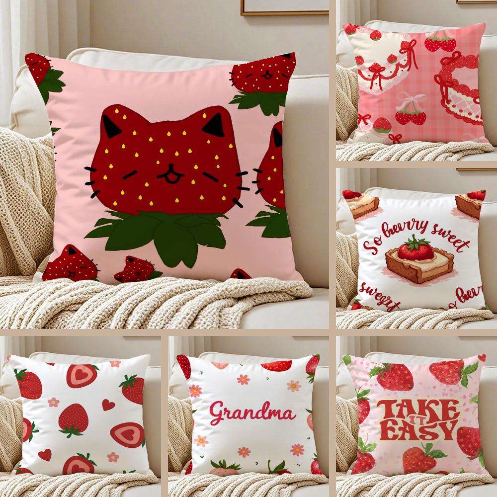 Cute strawberry print Cushion Cover Pillowcase Antidustmite living Room Sofa Decor Cushion Room