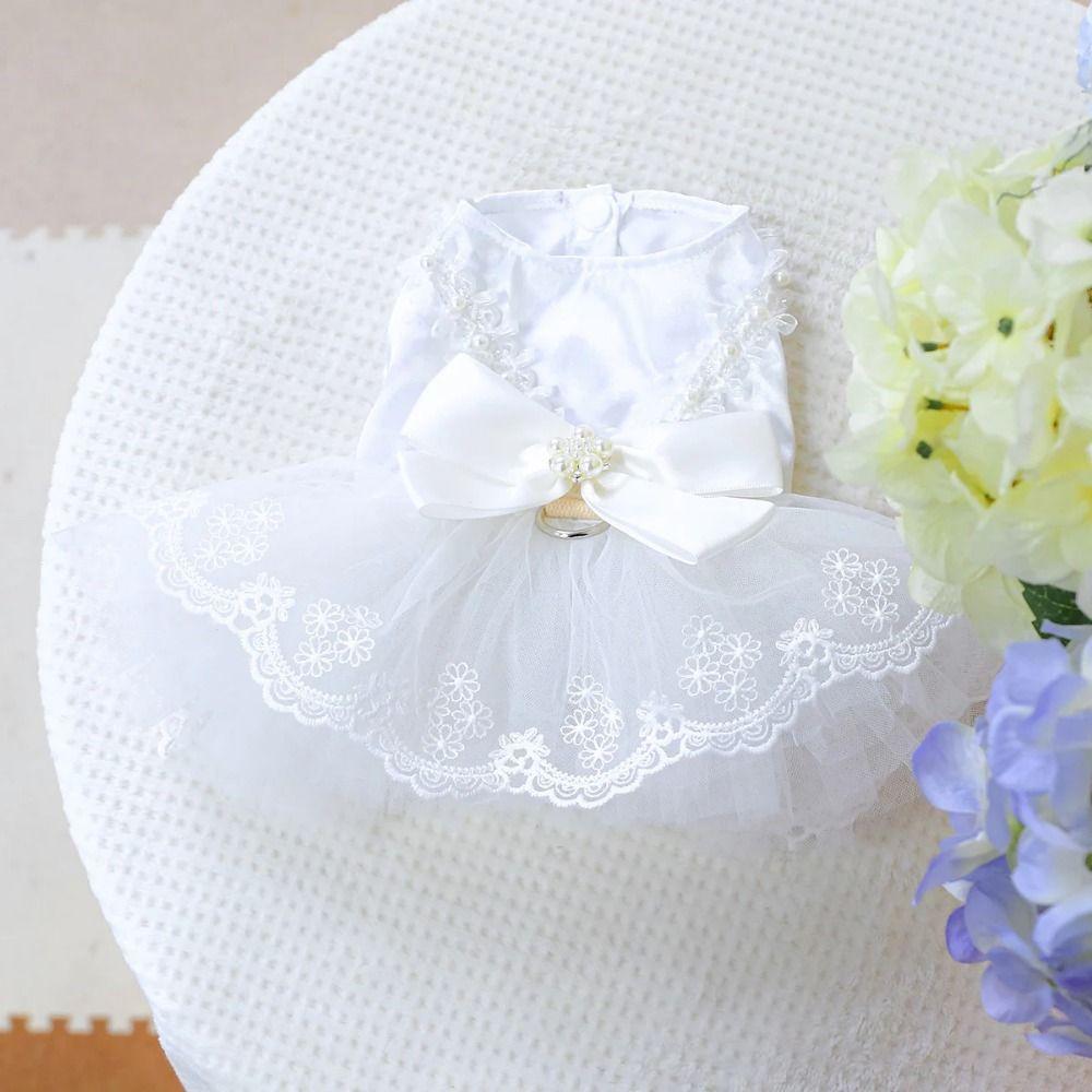 Princess Style Cat Princess Dresses Pretty Puppy Wedding Skirt Dog Lace Skirt  Pet Costumes