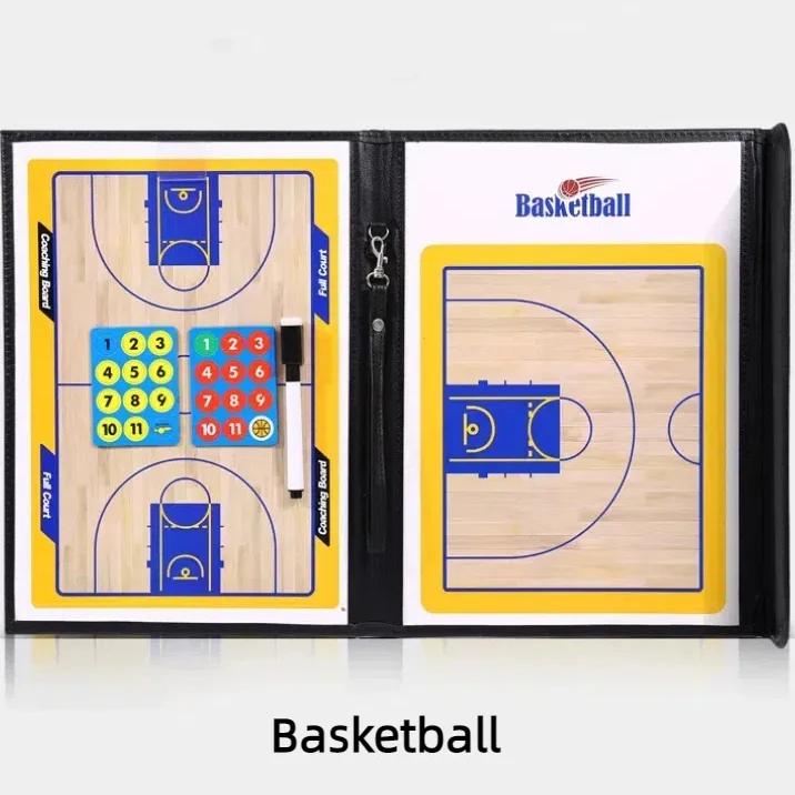Color Football/Basketball/Soccer Tactics Board - Leather Team Sports Coach Teaching Board Equipped with Magnetic Tape & Pen