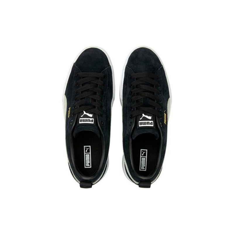 Puma Mayze Women Suede Wear-resistant Platform Low Skate Shoes Black White 380784-01