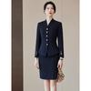 Women's 2025 Red Collarless Suit Jacket Set - New Style Salon Workwear for Professional Elegance