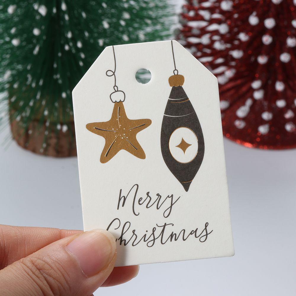 50PCS Party Cards Xmas Decoration Wrapping Supplies Christmas Labels Hang Tags Gift Wrapping Kraft Tag
