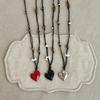 Irregular Love Heart Flower Beaded Pendant Necklace Adjustable Length Neckchain For Women Enamel Craft Jewelry