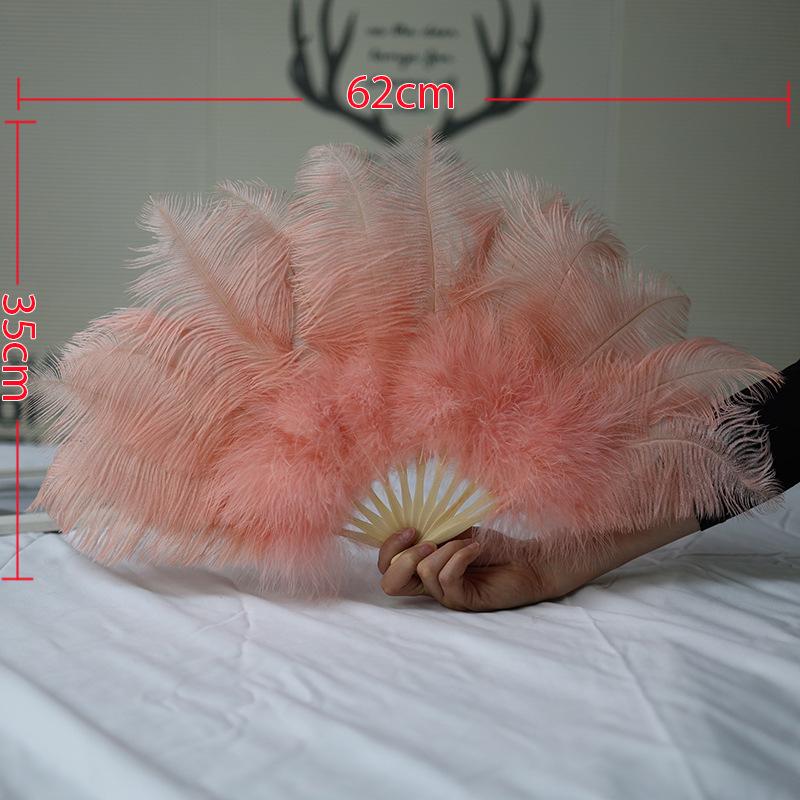 35cm Ostrich Feather Fan for Qipao Fashion Shows and Stage Performances