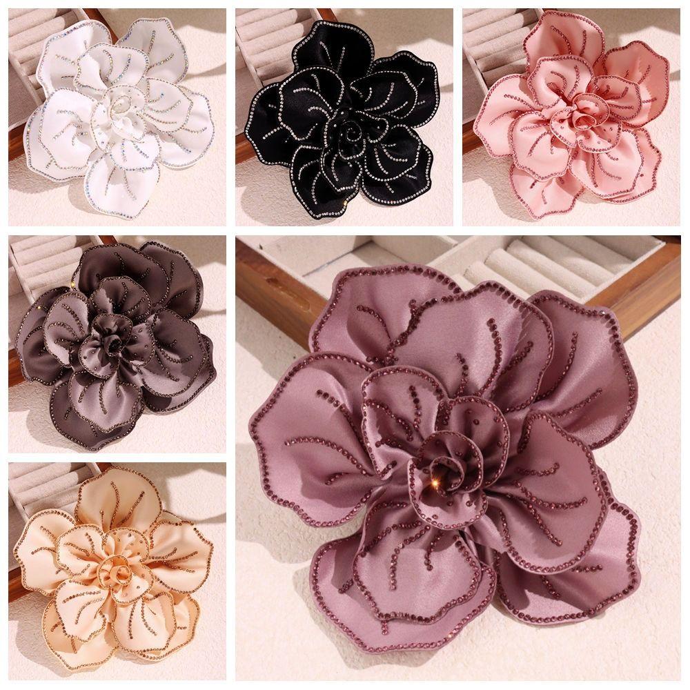 Badge Large Flower Camellia Brooch Korean Style Rhinestones Brooch Suit Collar Pin  Decoration