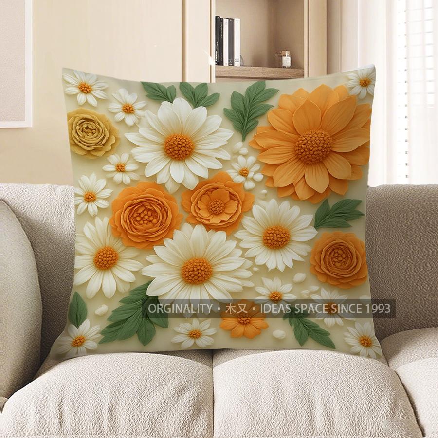 

Home Decor Floral 3D Relief Pattern Decorative Pillow Cover Pattern Cushion Cover Suitable For Sofa Bedroom Car Pillow Cover 40x40cm