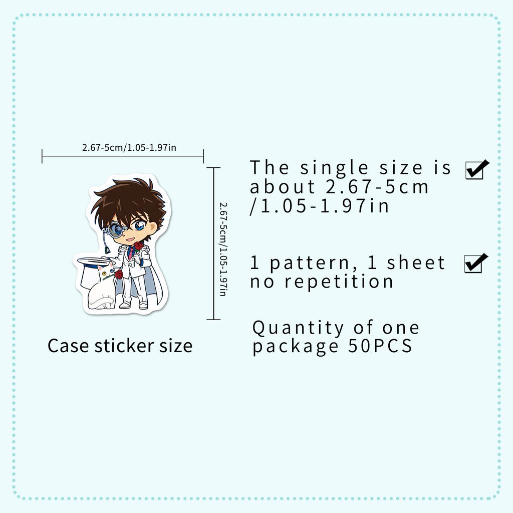 50pcs Detective Conan Stickers Cute Cartoon Graffiti for Scrapbooking Phone Back Water Cup Decoration