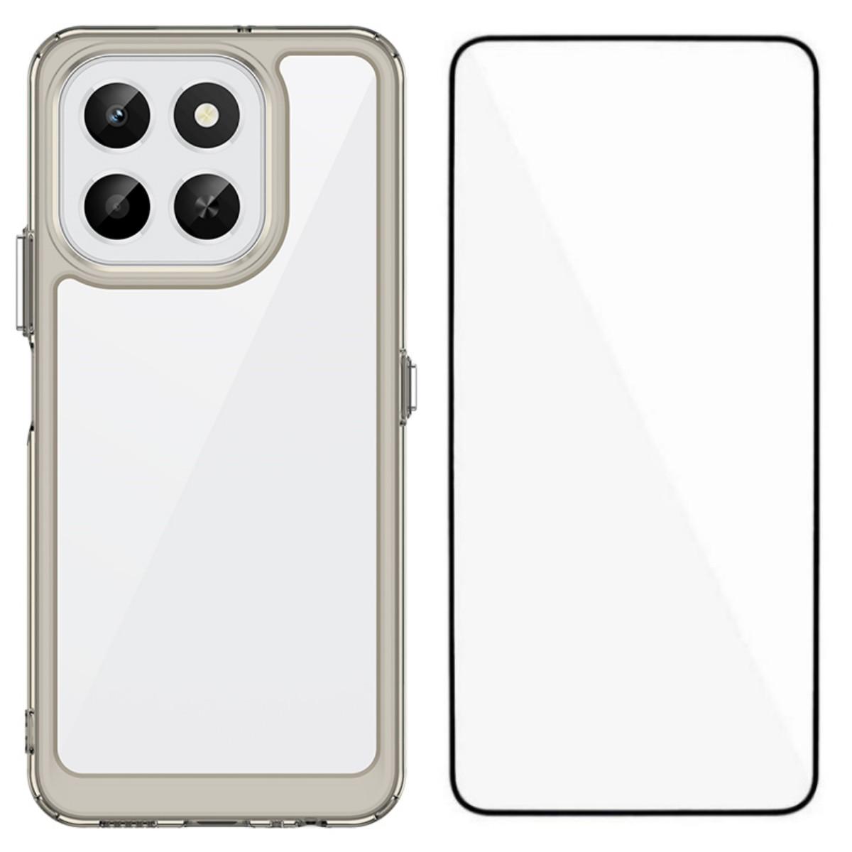 

Для чехла для телефона For Honor X6c 4G WANLONFENG Серия XC TPU Акриловая крышка с закаленным стеклом (Большое отверстие для линзы) Transparent Grey