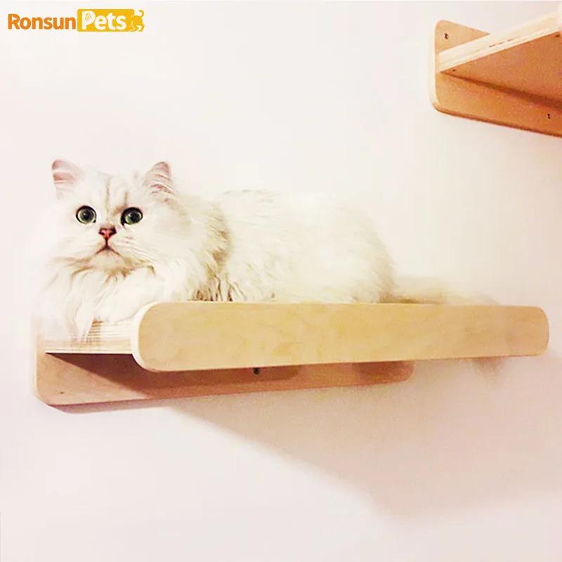 Home Cat Climbing Frame Wooden Wall Mounted Cat Wall Tree Resting Frame Living Room Pet Plaything Nest Small Animal Products