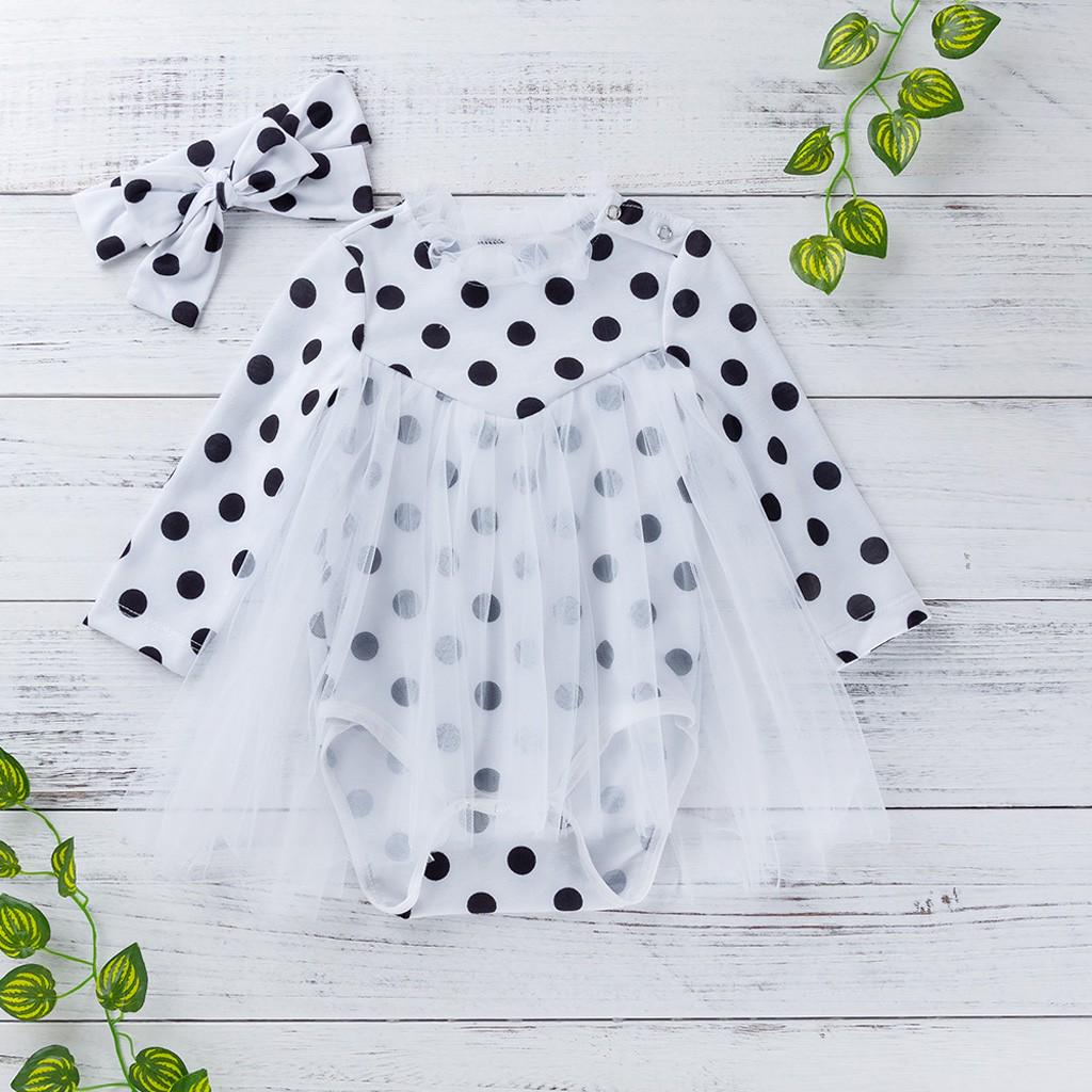 

Newborn Toddler Baby Girls Polka Dot Printing Romper Skirt+Hair Band Outfits Set