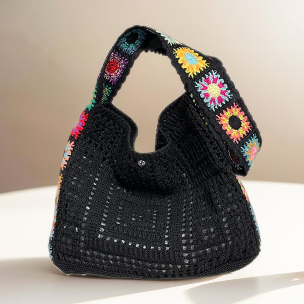 

Women Knitted Shoulder Bag Weaving Crossbody Purse Large Capacity Woven Hobo Bag Casual Beach Bag Outdoor Travel Bag чорний