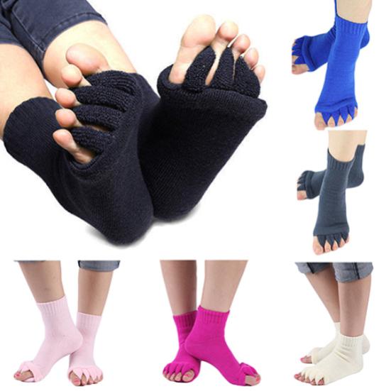 1 Pair Yoga GYM Massage Five Toe Separator Socks Foot Alignment Pain Relief