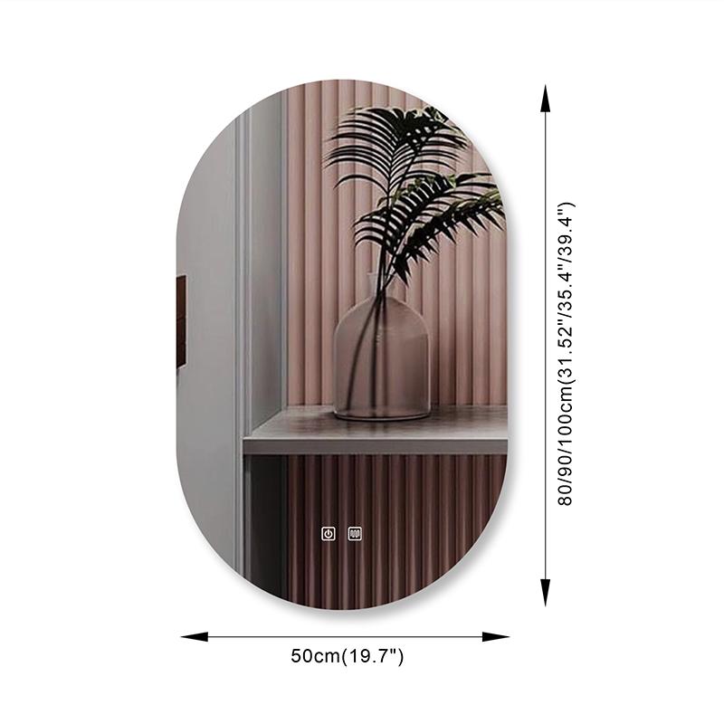 Oval Smart Vanity Bathroom Mirror High Quality Refection Three Color Brightness Dimmer With Anti-fog LED Hotel Bath Mirror