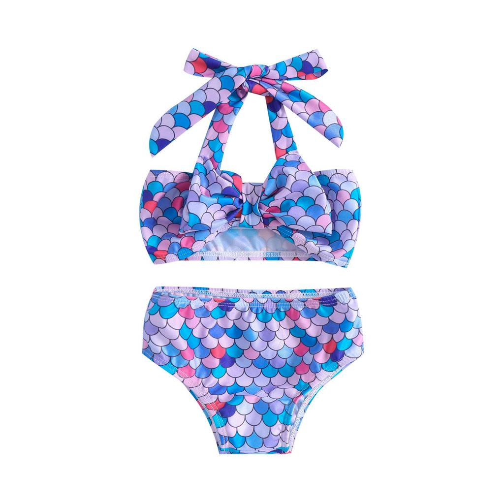 Girls' Summer Mermaid Halter Bikini Set