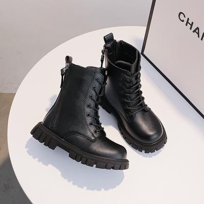 Jungen Mädchen Motorradstiefel Dicke Weiche Sohle Kinder Stiefeletten mit Doppelreißverschluss 2024 Neu Kinder Warme Stiefel Runde Zehenmode