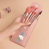 8pcs Pink Professional Makeup Brushes Set Soft Synthetic Bristles For Foundation, Blush With Travel Case Blue Pattern