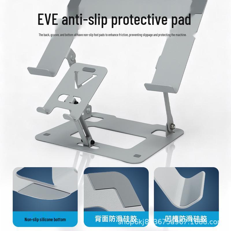 Portable Folding Carbon Steel Laptop & Tablet Stand with Phone Holder