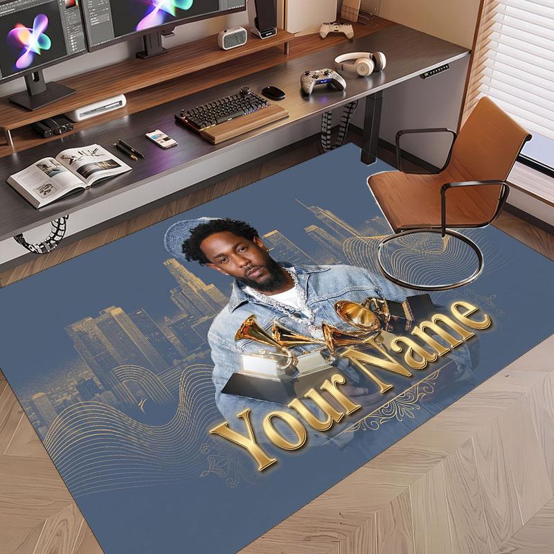 Custom Name Crystal Velvet Rug,Kendrick Lamar Comfortable Anti Slip Floor Mat For Room Decoration