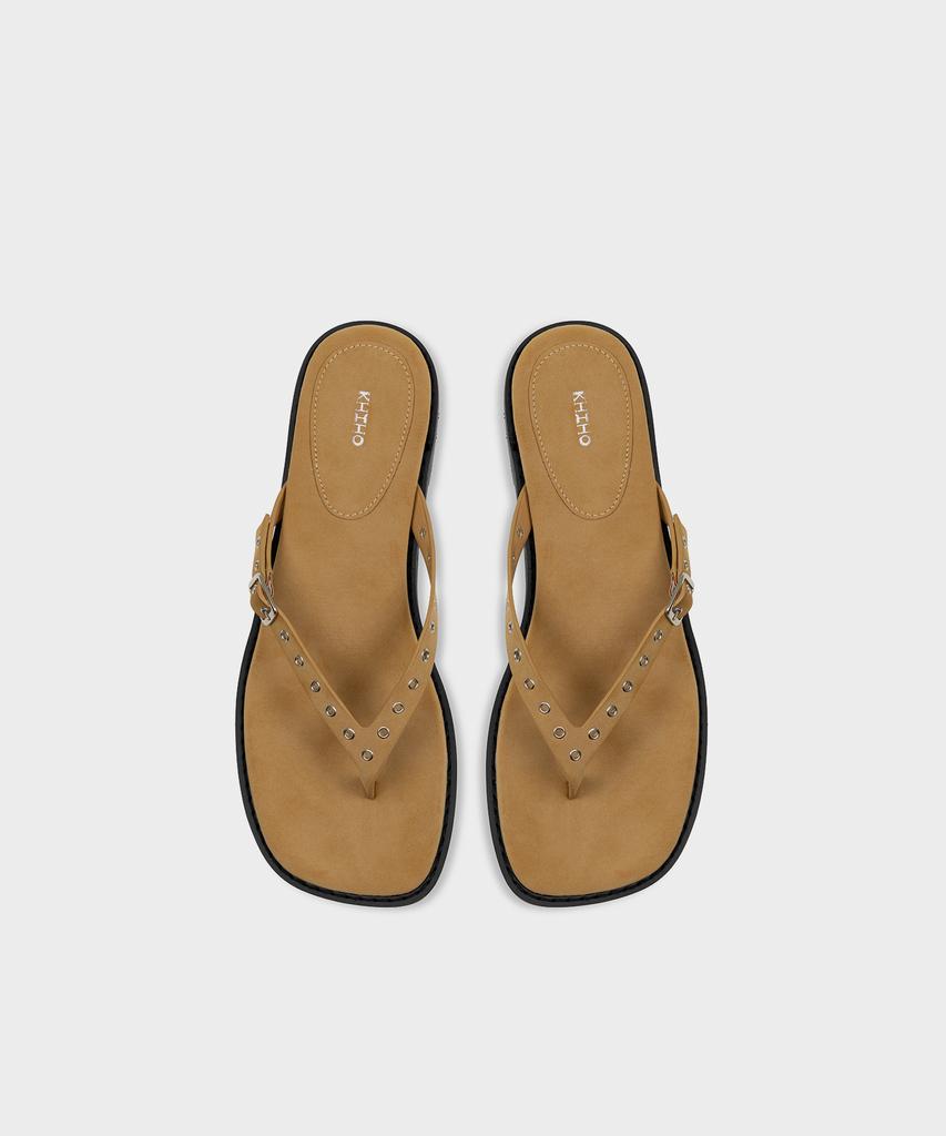 Khiho Eyelet Flip-Flops Beige