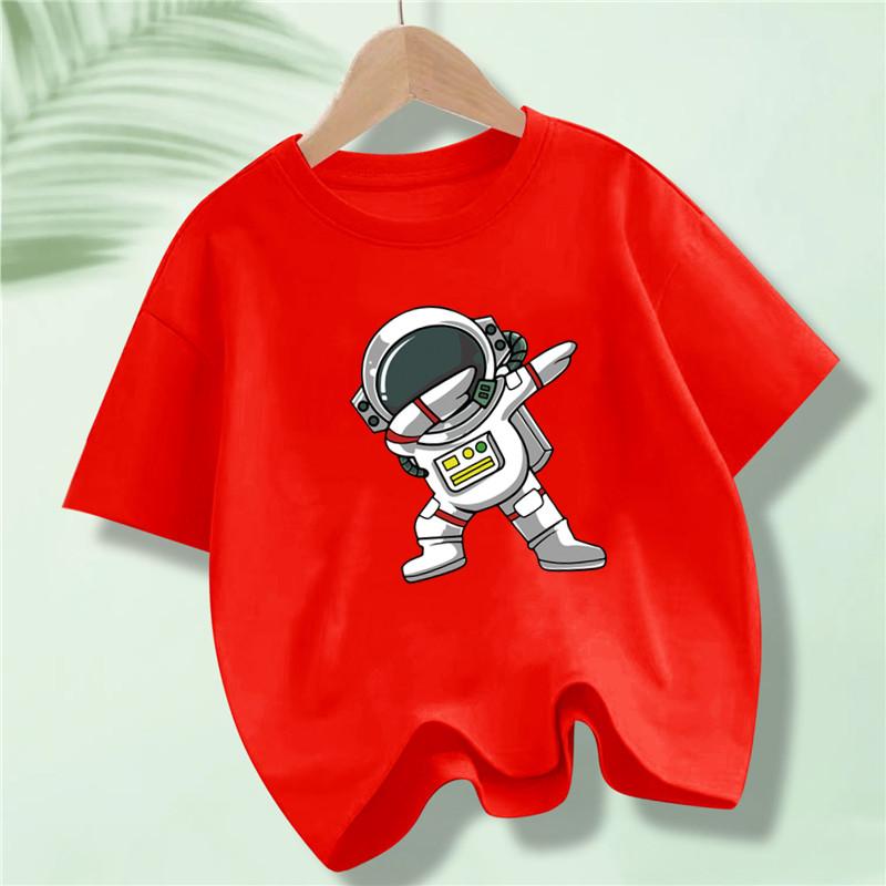New Summer Kids Clothes Funny Astronaut Print Cartoon T Shirt Streetwear Cotton Tops Children Boys Clothes Short Sleeve Tees