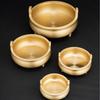 Brass Plain Three-Legged Incense Burner with Straight Ears, Household Stick Incense Burner for Indoor Worship, Chinese Style Craft & Gift