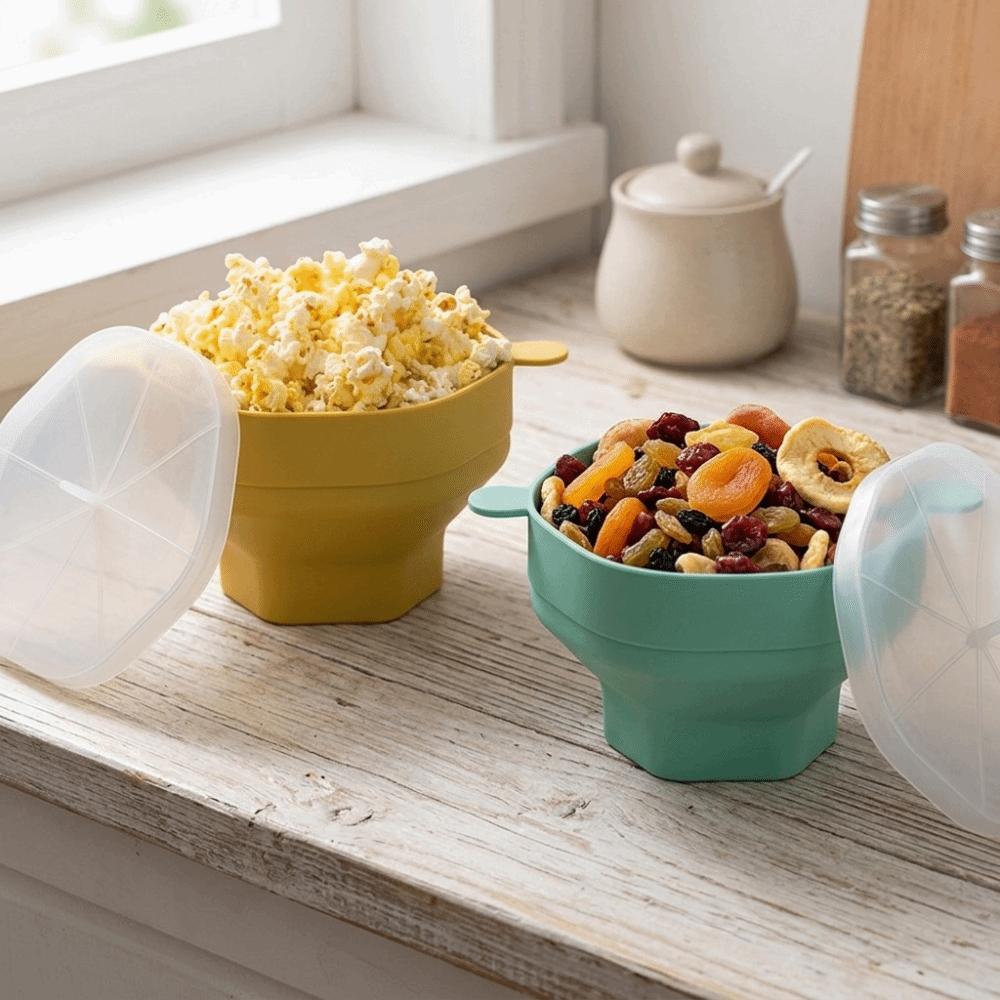 Collapsible Foldable Popcorn Bowl Soft Fruit Bowl Nut Bowl  Food Arrangement зелёный