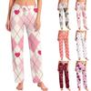 Pantalones de pijama para mujer, ropa de dormir, pantalones casuales con cordón y cintura elástica, pantalones holgados y rectos cómodos para yoga