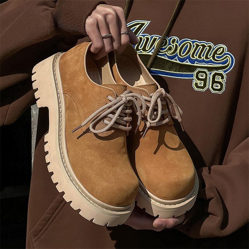 Fashion Shoes for Men British Style Thick Sole Casual Derby Shoes High Quality Fashion Comfor Versatile Man Leather Shoes Zapatos Hombre